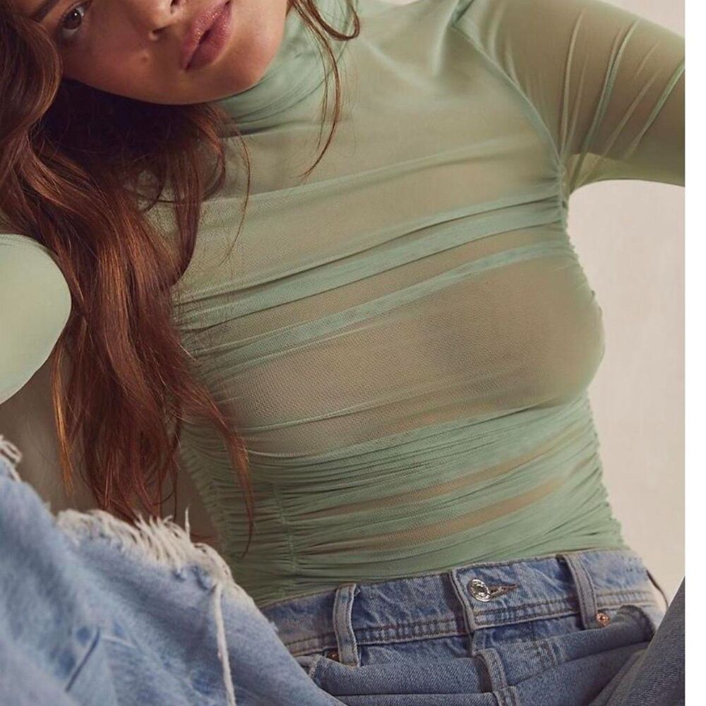 Free People intimately fp under it all long sleeve bodysuit NWT green